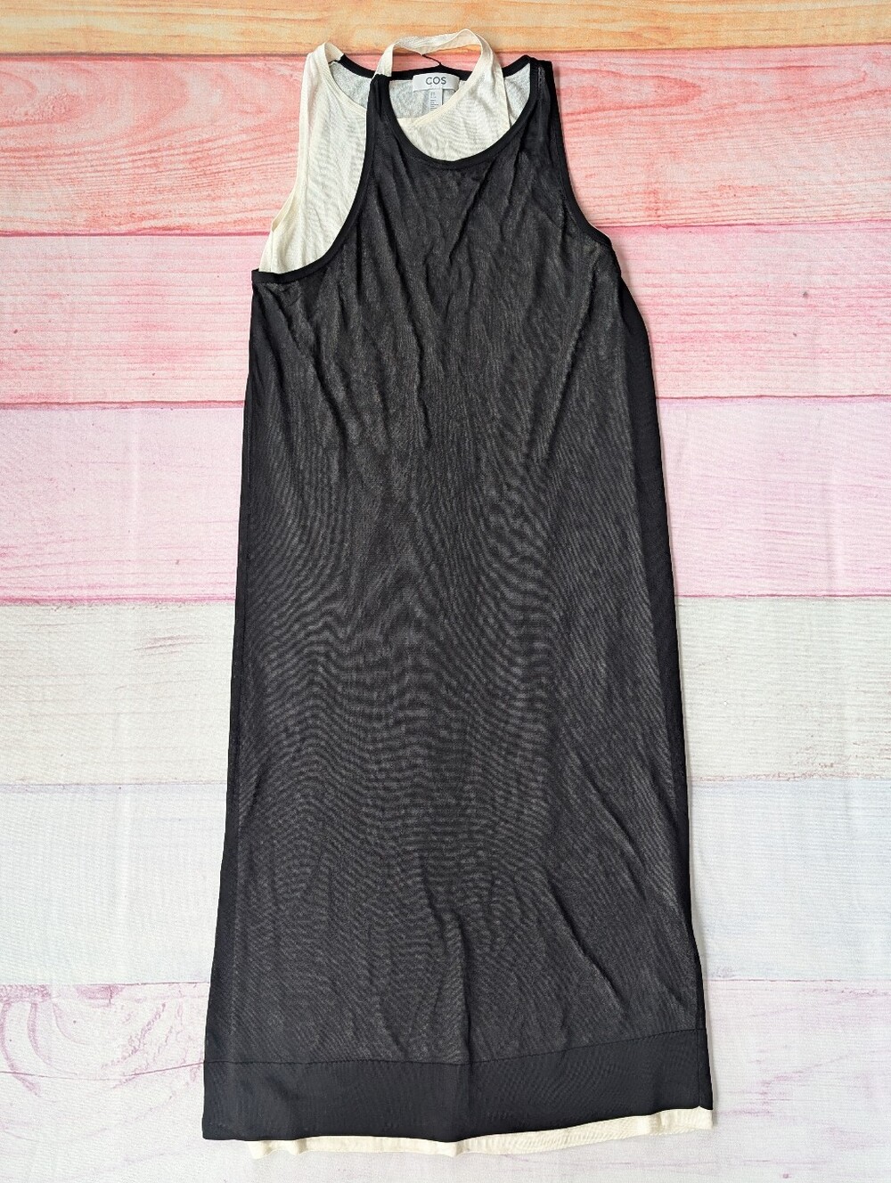 COS Black and White Layered Knitted Midi Dress XS - Picture 5 of 12